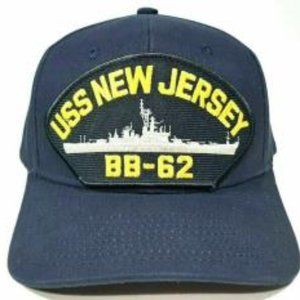 US Navy USS New Jersey BB-62 Men's Cap Hat Navy Blue Strapback 100% Acrylic